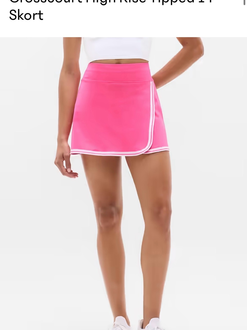 Athleta Neon Pink Wrap Tennis Skort with White Trim
